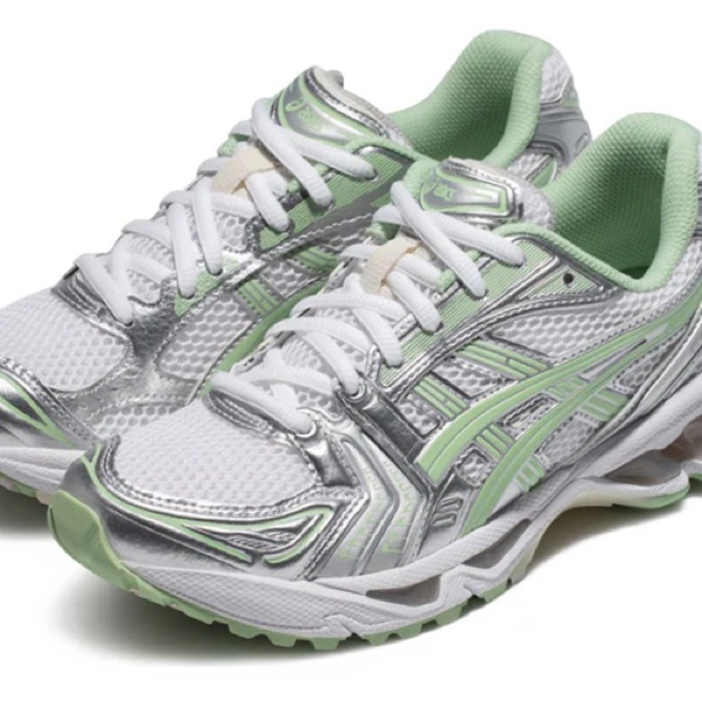 ASICS Gel-Kayano 14 Silver Green Women's Metallic Silver and Mint Green Sneakers